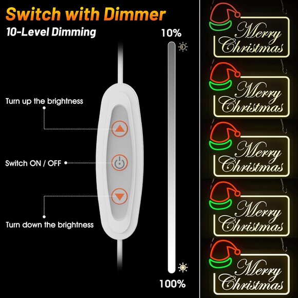 Merry Christmas Neon Sign Dimmable LED Ideal Ambient Lighting Decorations - Picture 3 of 6